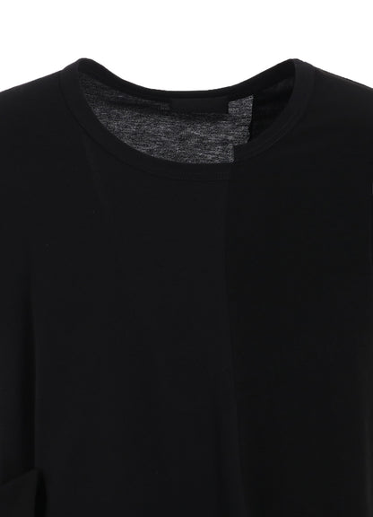 SOFT JERSEY+CREPE de CHINE POCKET SIde SLIT KNOT T-SHIRT