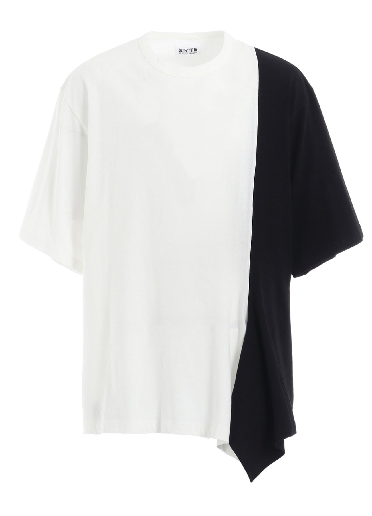 COTTON JERSEY FABRIC SWITCH H/S DRAPED T-SHIRT