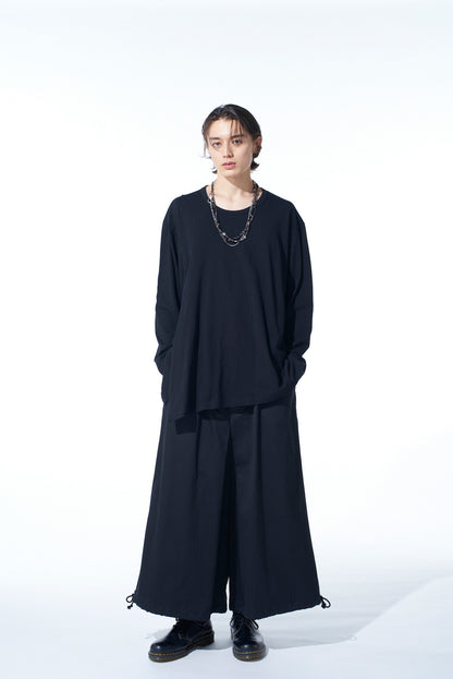 COTTON JERSEY FABRIC SWITCH L/S DRAPED T-SHIRT