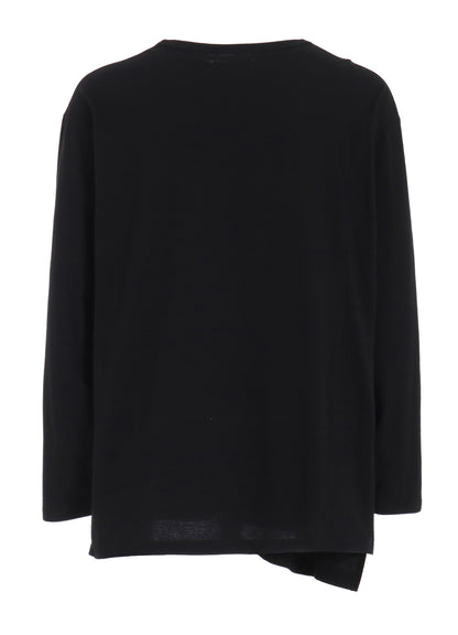 COTTON JERSEY FABRIC SWITCH L/S DRAPED T-SHIRT