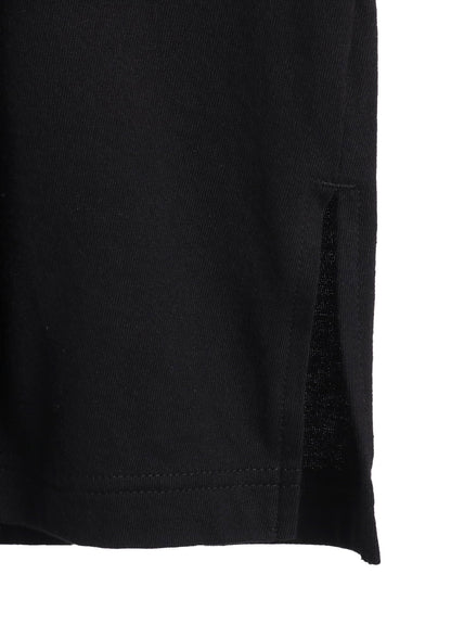 COTTON JERSEY FABRIC SWITCH L/S DRAPED T-SHIRT