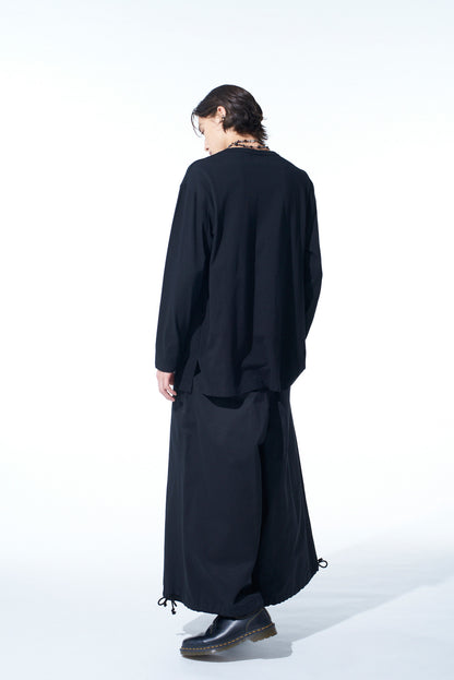 COTTON JERSEY FABRIC SWITCH L/S DRAPED T-SHIRT