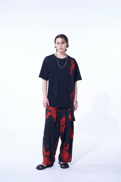 FLAMES PATTERN ASYMMETRICAL S/S T-SHIRT