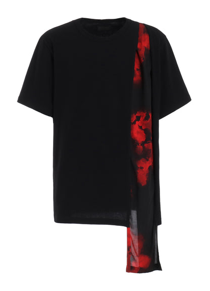 FLAMES PATTERN ASYMMETRICAL S/S T-SHIRT