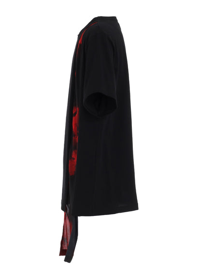 FLAMES PATTERN ASYMMETRICAL S/S T-SHIRT