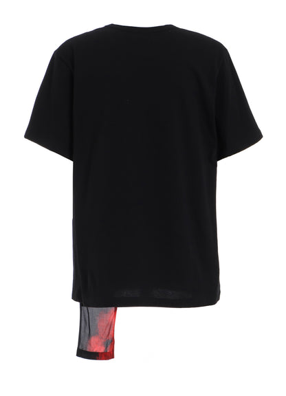 FLAMES PATTERN ASYMMETRICAL S/S T-SHIRT