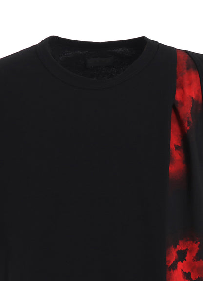 FLAMES PATTERN ASYMMETRICAL S/S T-SHIRT