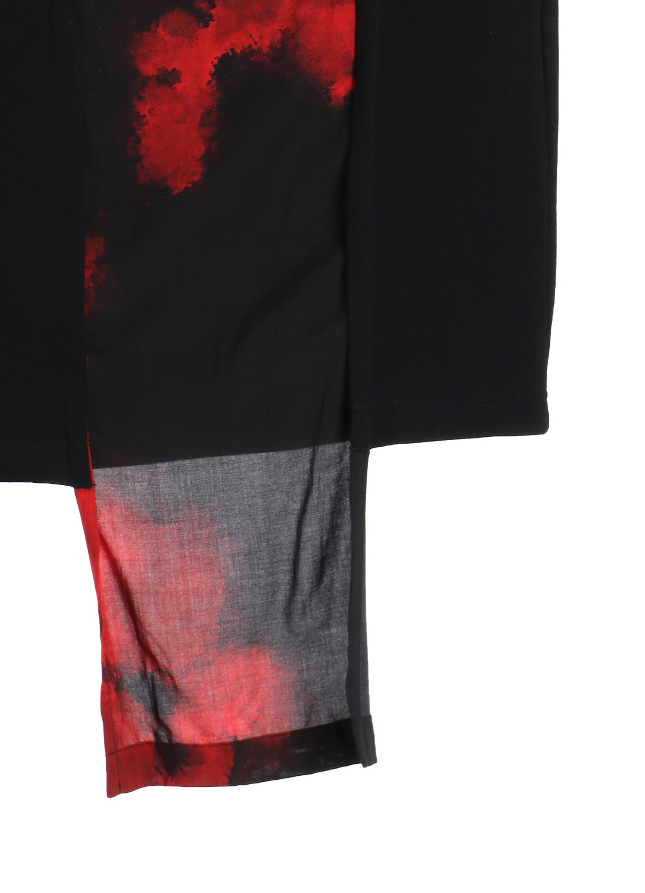 FLAMES PATTERN ASYMMETRICAL S/S T-SHIRT