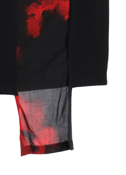 FLAMES PATTERN ASYMMETRICAL S/S T-SHIRT