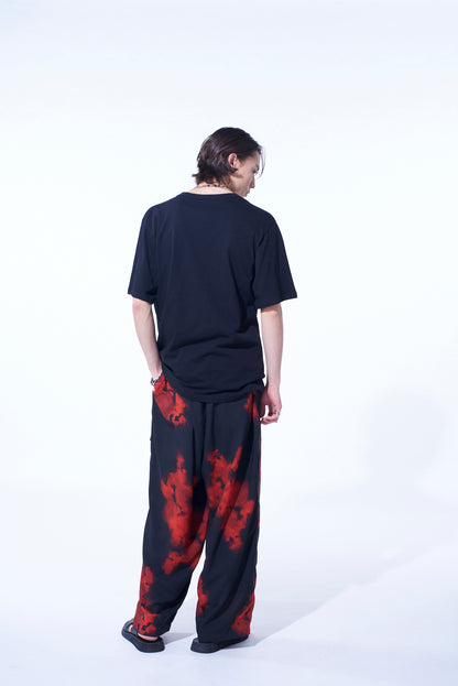 FLAMES PATTERN ASYMMETRICAL S/S T-SHIRT