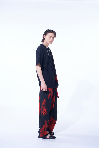 FLAMES PATTERN ASYMMETRICAL S/S T-SHIRT