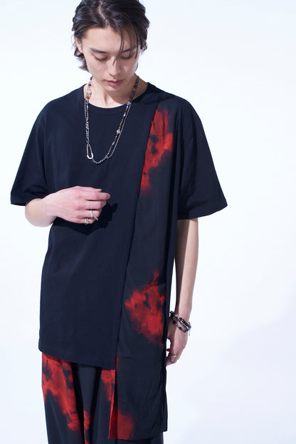 FLAMES PATTERN ASYMMETRICAL S/S T-SHIRT