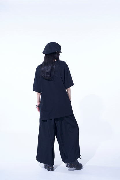 FLAMES PATTERN ASYMMETRICAL S/S T-SHIRT