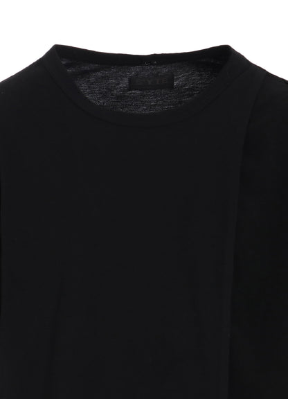 SOFT JERSEY+CREPE de CHINE ASYMMETRICAL T-SHIRT