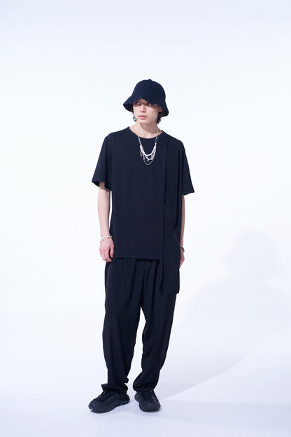 SOFT JERSEY+CREPE de CHINE ASYMMETRICAL T-SHIRT