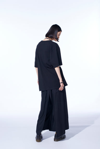 SOFT JERSEY+CREPE de CHINE ASYMMETRICAL T-SHIRT