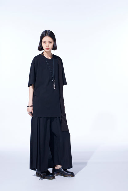 SOFT JERSEY+CREPE de CHINE ASYMMETRICAL T-SHIRT