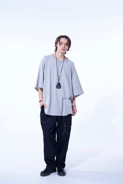 COTTON GAUZE BACK CENTER STITCH OVERSIZED RAGLAN SLEEVE T-SHIRT