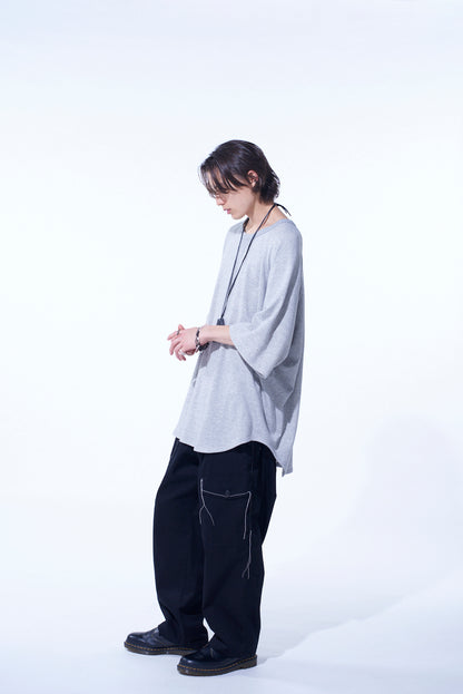COTTON GAUZE BACK CENTER STITCH OVERSIZED RAGLAN SLEEVE T-SHIRT