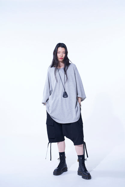 COTTON GAUZE BACK CENTER STITCH OVERSIZED RAGLAN SLEEVE T-SHIRT