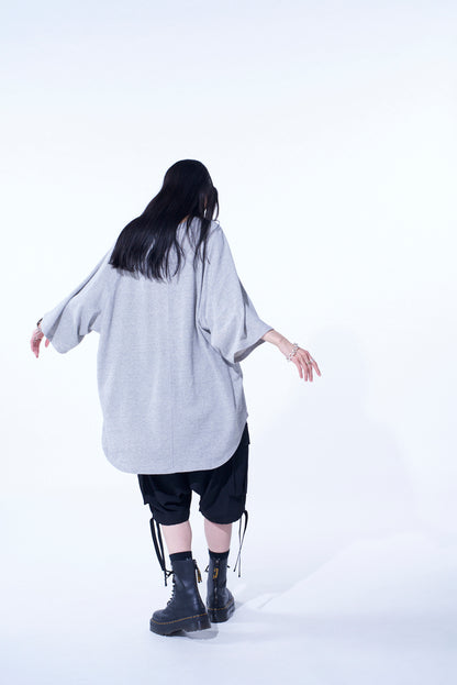 COTTON GAUZE BACK CENTER STITCH OVERSIZED RAGLAN SLEEVE T-SHIRT