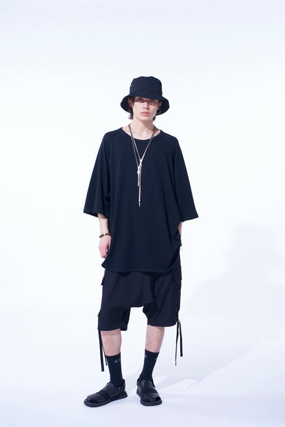 COTTON GAUZE BACK CENTER STITCH OVERSIZED RAGLAN SLEEVE T-SHIRT