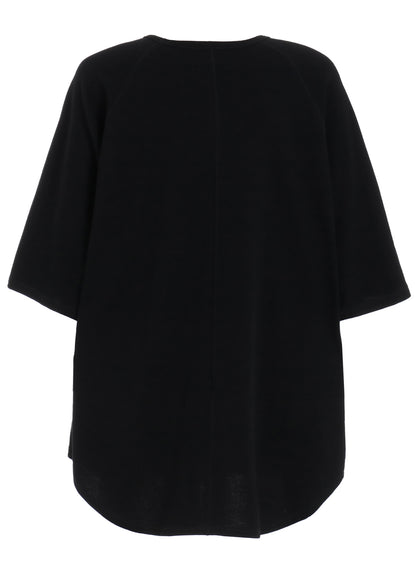 COTTON GAUZE BACK CENTER STITCH OVERSIZED RAGLAN SLEEVE T-SHIRT