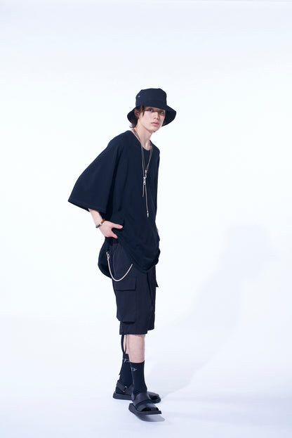 COTTON GAUZE BACK CENTER STITCH OVERSIZED RAGLAN SLEEVE T-SHIRT