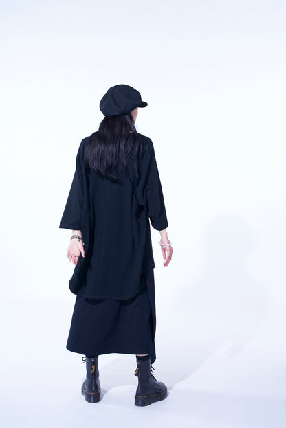 COTTON GAUZE BACK CENTER STITCH OVERSIZED RAGLAN SLEEVE T-SHIRT