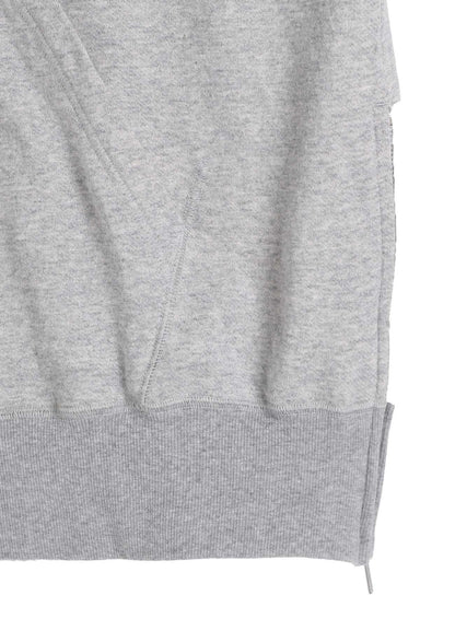 COTTON GAUZE SHORT-SLEEVED BIG HOODIE WITH SIDE ZIPPERS