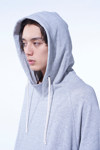 COTTON GAUZE SHORT-SLEEVED BIG HOODIE WITH SIDE ZIPPERS