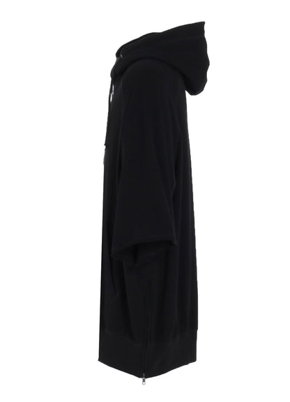 COTTON GAUZE SHORT-SLEEVED BIG HOODIE WITH SIDE ZIPPERS