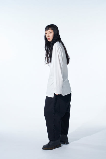 WOVEN AND JERSEY COMBINATIONS STAND COLLAR HENLEY NECK PULLOVER