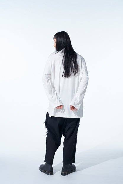 WOVEN AND JERSEY COMBINATIONS STAND COLLAR HENLEY NECK PULLOVER