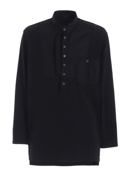 WOVEN AND JERSEY COMBINATIONS STAND COLLAR HENLEY NECK PULLOVER