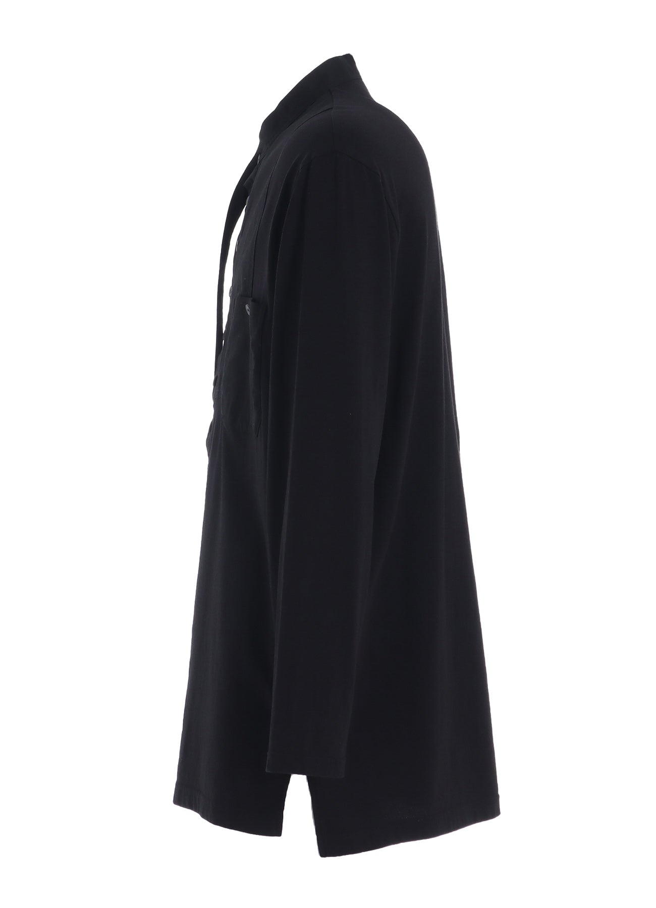 WOVEN AND JERSEY COMBINATIONS STAND COLLAR HENLEY NECK PULLOVER