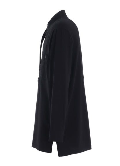 WOVEN AND JERSEY COMBINATIONS STAND COLLAR HENLEY NECK PULLOVER
