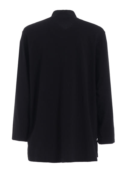 WOVEN AND JERSEY COMBINATIONS STAND COLLAR HENLEY NECK PULLOVER