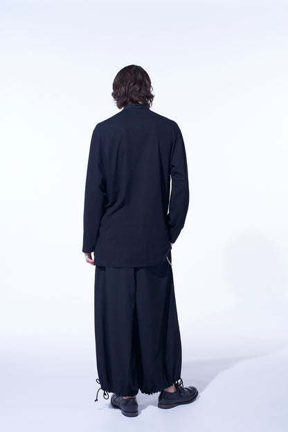 WOVEN AND JERSEY COMBINATIONS STAND COLLAR HENLEY NECK PULLOVER