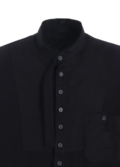 WOVEN AND JERSEY COMBINATIONS STAND COLLAR HENLEY NECK PULLOVER