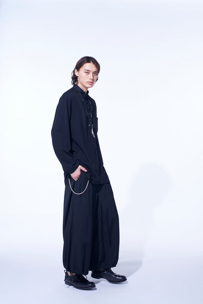 WOVEN AND JERSEY COMBINATIONS STAND COLLAR HENLEY NECK PULLOVER