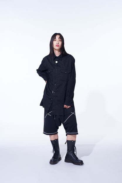 WOVEN AND JERSEY COMBINATION REGULAR COLLAR SHIRT