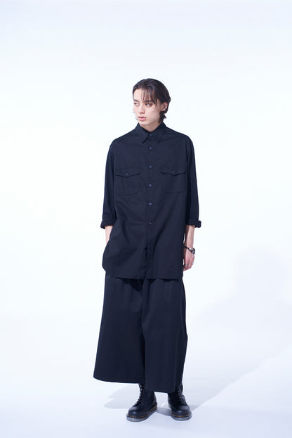 WOVEN AND JERSEY COMBINATION REGULAR COLLAR SHIRT