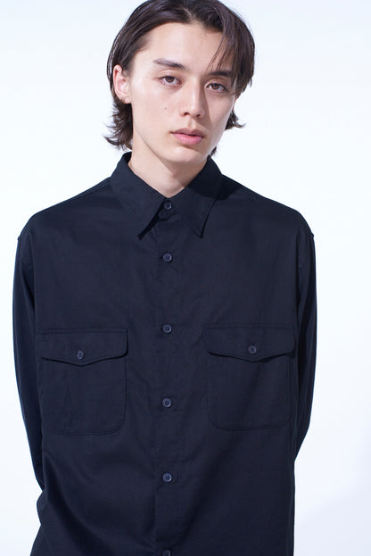 WOVEN AND JERSEY COMBINATION REGULAR COLLAR SHIRT