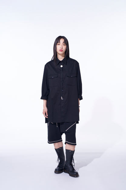 WOVEN AND JERSEY COMBINATION REGULAR COLLAR SHIRT