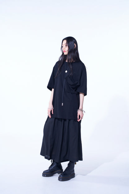 SOFT JERSEY+CREPE de CHINE POCKET T-SHIRT