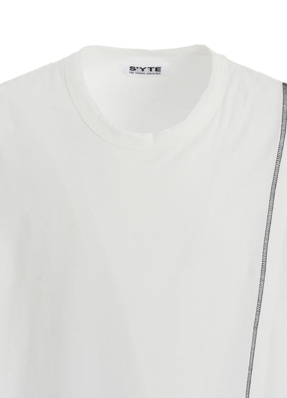 SOFT JERSEY COLOR STITCH LAYERED T-SHIRT
