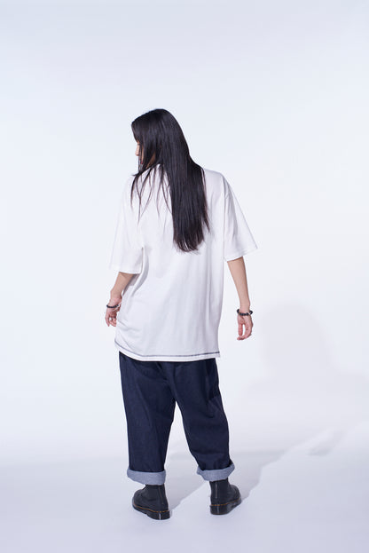 SOFT JERSEY COLOR STITCH LAYERED T-SHIRT