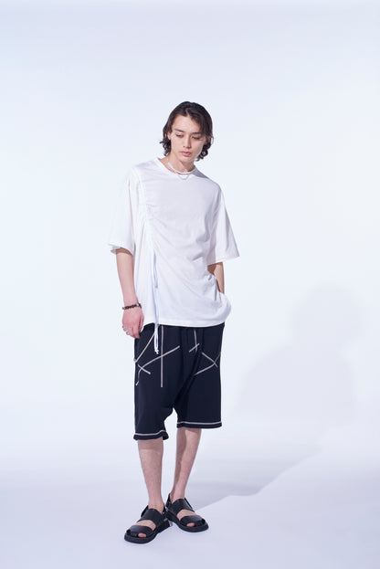 SOFT JERSEY T-SHIRT WITH GATHERED STRINGS