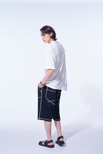 SOFT JERSEY T-SHIRT WITH GATHERED STRINGS